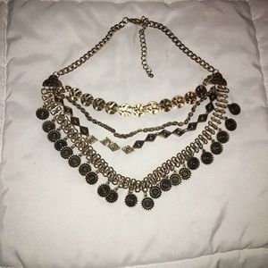 Layered necklace in bronze